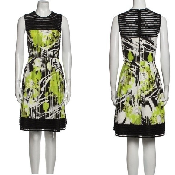 Carmen Marc Valvo Abstract Print Fit and Flare  Knee-Length Dress 10 NWOT - Picture 1 of 14